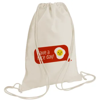 Have a nice day Emoji, Τσάντα πλάτης πουγκί GYMBAG natural (28x40cm)