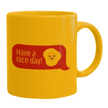 Have a nice day Emoji, Κούπα, κεραμική κίτρινη, 330ml