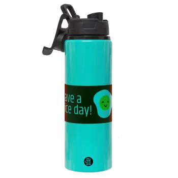 Have a nice day Emoji, Metallic water bottle with safety lid, 850ml aluminum