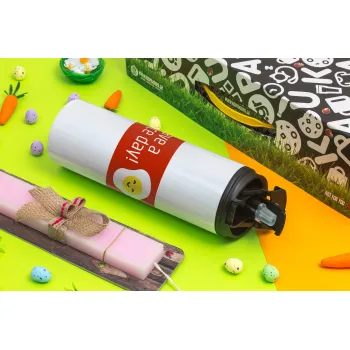 Have a nice day Emoji, Πασχαλινή Λαμπάδα με Travel Tumbler θερμό με διπλό καπάκι (600ml, BPA free) & κερί αρωματικό πλακέ (30cm) (ΡΟΖ)