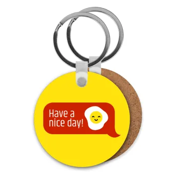 Have a nice day Emoji, Μπρελόκ Ξύλινο στρογγυλό MDF Φ5cm