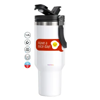 Have a nice day Emoji, Mega Tumbler με καπάκι, διπλού τοιχώματος (θερμό) 1,2L
