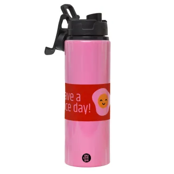 Have a nice day Emoji, Μεταλλικό παγούρι νερού με καπάκι ασφαλείας, αλουμινίου 850ml