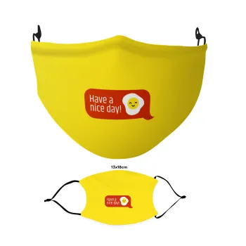 Have a nice day Emoji, Μάσκα υφασμάτινη Ενηλίκων πολλαπλών στρώσεων με υποδοχή φίλτρου