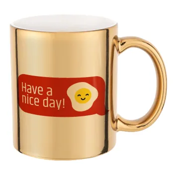 Have a nice day Emoji, Κούπα κεραμική, χρυσή καθρέπτης, 330ml