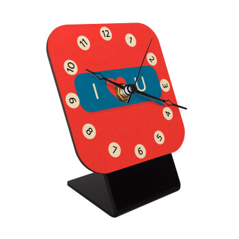 I Love You text message, Quartz Table clock in natural wood (10cm)