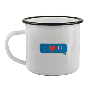 I Love You text message, Κούπα εμαγιέ με μαύρο χείλος 360ml