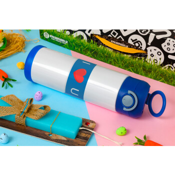 I Love You text message, Easter candle, Childrens hot water bottle, stainless steel, with safety straw, BLUE (500ml)