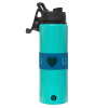 Metallic water bottle with safety lid, 850ml aluminum