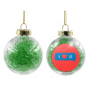 Transparent Christmas tree ball ornament with green filling 8cm