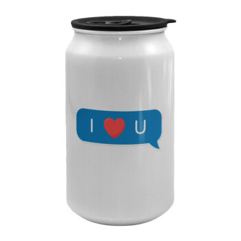 I Love You text message, Κούπα ταξιδιού μεταλλική με καπάκι (tin-can) 500ml