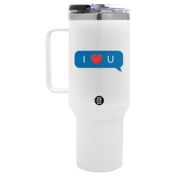 I Love You text message, Mega Stainless steel Tumbler with lid, double wall 1,2L