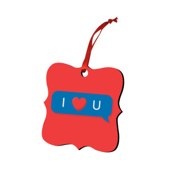 I Love You text message, Christmas ornament polygon wooden 7.5cm