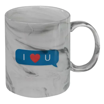 I Love You text message, Κούπα κεραμική, marble style (μάρμαρο), 330ml