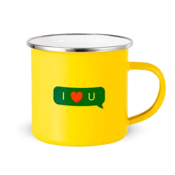I Love You text message, Κούπα Μεταλλική εμαγιέ Κίτρινη 360ml