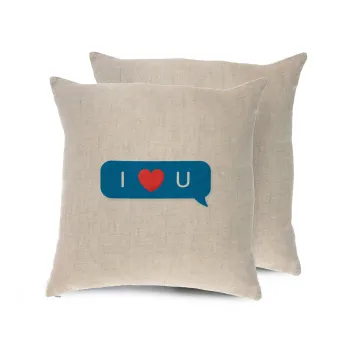 I Love You text message, Μαξιλάρι καναπέ ΛΙΝΟ 40x40cm περιέχεται το  γέμισμα
