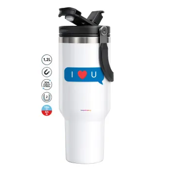 I Love You text message, Mega Stainless steel Tumbler with lid, double wall 1,2L