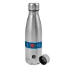 Metallic water bottle, stainless steel, 750ml