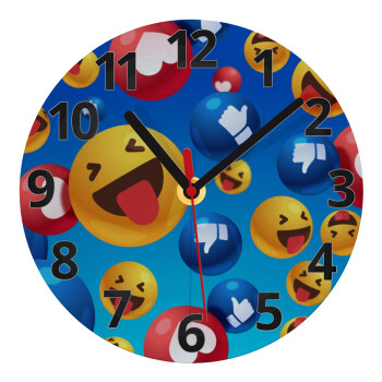 3D Emoji Collection, Ρολόι τοίχου γυάλινο (20cm)