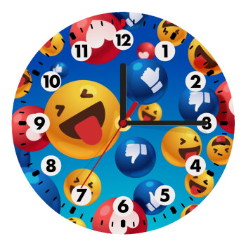 3D Emoji Collection, Wooden wall clock (20cm)