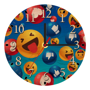3D Emoji Collection, Ρολόι τοίχου ξύλινο plywood (20cm)