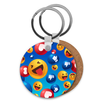3D Emoji Collection, Μπρελόκ Ξύλινο στρογγυλό MDF Φ5cm