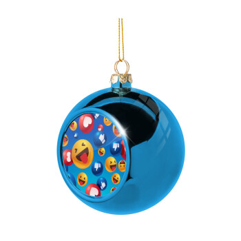 3D Emoji Collection, Blue Christmas tree ball ornament 8cm