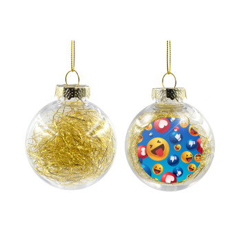 3D Emoji Collection, Transparent Christmas tree ball ornament with gold filling 8cm