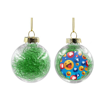 3D Emoji Collection, Transparent Christmas tree ball ornament with green filling 8cm