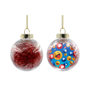 3D Emoji Collection, Transparent Christmas tree ball ornament with red filling 8cm