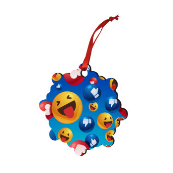 3D Emoji Collection, Christmas ornament snowflake wooden 7.5cm