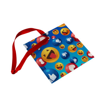 3D Emoji Collection, Στολίδι Χριστουγεννιάτικο στολίδι γυάλινο τετράγωνο 9x9cm