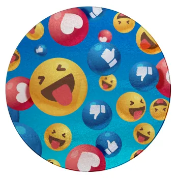 3D Emoji Collection, Επιφάνεια κοπής γυάλινη στρογγυλή (30cm)
