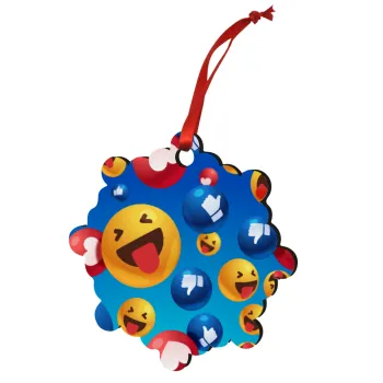 3D Emoji Collection, Στολίδι Χριστουγεννιάτικο στολίδι snowflake ξύλινο 7.5cm