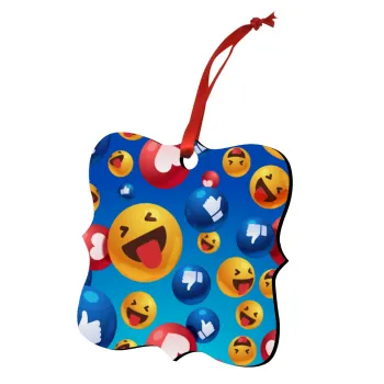 3D Emoji Collection, Στολίδι Χριστουγεννιάτικο στολίδι polygon ξύλινο 7.5cm