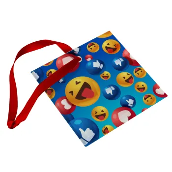 3D Emoji Collection, Στολίδι Χριστουγεννιάτικο στολίδι γυάλινο τετράγωνο 9x9cm