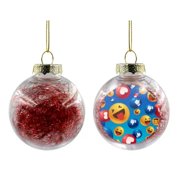 3D Emoji Collection, Transparent Christmas tree ball ornament with red filling 8cm