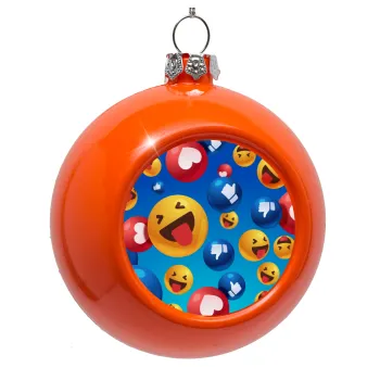 3D Emoji Collection, Στολίδι Χριστουγεννιάτικη μπάλα δένδρου Πορτοκαλί 8cm