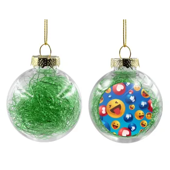 3D Emoji Collection, Transparent Christmas tree ball ornament with green filling 8cm