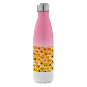 Emojis Love, Metal mug thermos Pink/White (Stainless steel), double wall, 500ml
