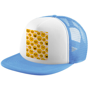 Emojis Love, Καπέλο Soft Trucker με Δίχτυ Γαλάζιο/Λευκό