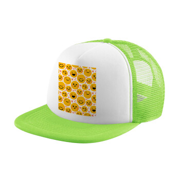 Emojis Love, Καπέλο παιδικό Soft Trucker με Δίχτυ Πράσινο/Λευκό