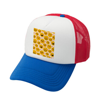 Emojis Love, Καπέλο Soft Trucker με Δίχτυ Red/Blue/White 