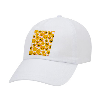 Emojis Love, Καπέλο Ενηλίκων Baseball Λευκό 5-φύλλο (POLYESTER, ΕΝΗΛΙΚΩΝ, UNISEX, ONE SIZE)