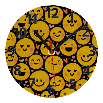 Emojis Love, Ρολόι τοίχου γυάλινο (20cm)