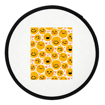 Emojis Love, Βεντάλια υφασμάτινη αναδιπλούμενη με θήκη (20cm)