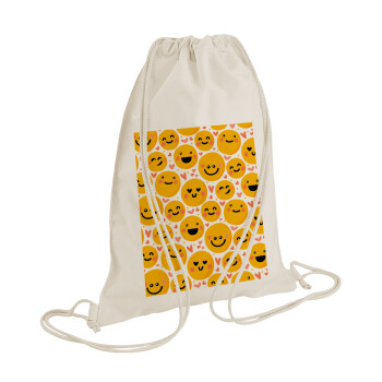 Emojis Love, Τσάντα πλάτης πουγκί GYMBAG natural (28x40cm)