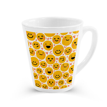 Emojis Love, Κούπα κωνική Latte Λευκή, κεραμική, 300ml