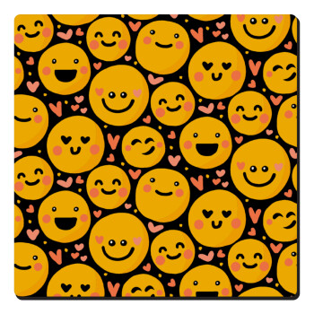 Emojis Love, Τετράγωνο μαγνητάκι ξύλινο 6x6cm