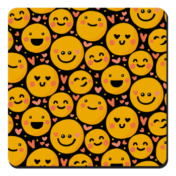 Emojis Love, Τετράγωνο μαγνητάκι ξύλινο 9x9cm